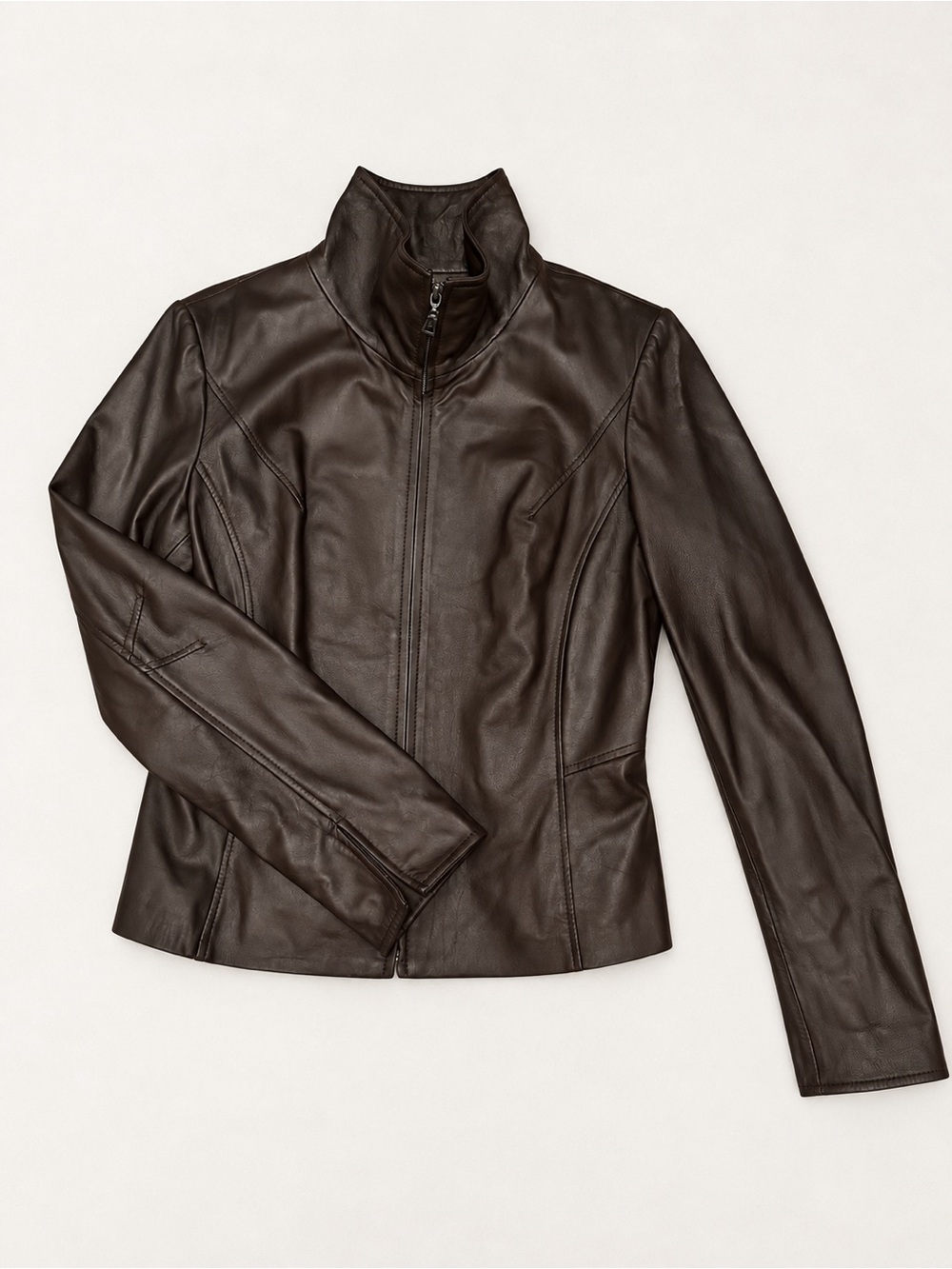 Danier Women's Dark Chocolate Leather Zip Jacket
